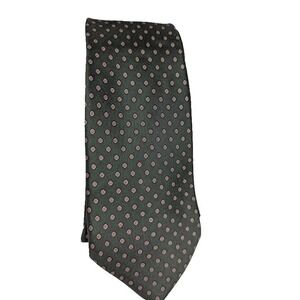 Chaps Ralph Lauren Men's Silk Necktie Green Red Dots Spotted Classic